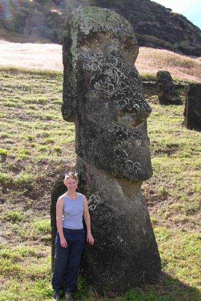 Claire next to a big head