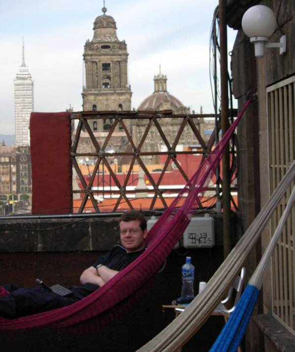 Hammocks at Hostel Moneda, Mexico City