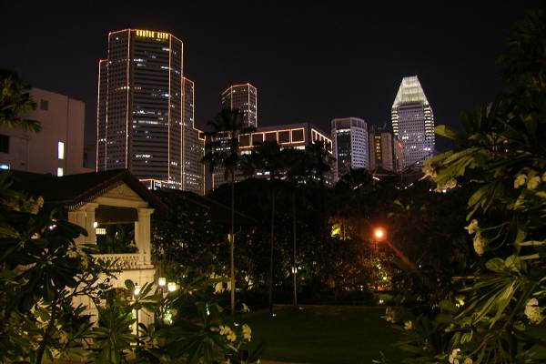 Singapore by night, from Raffles.